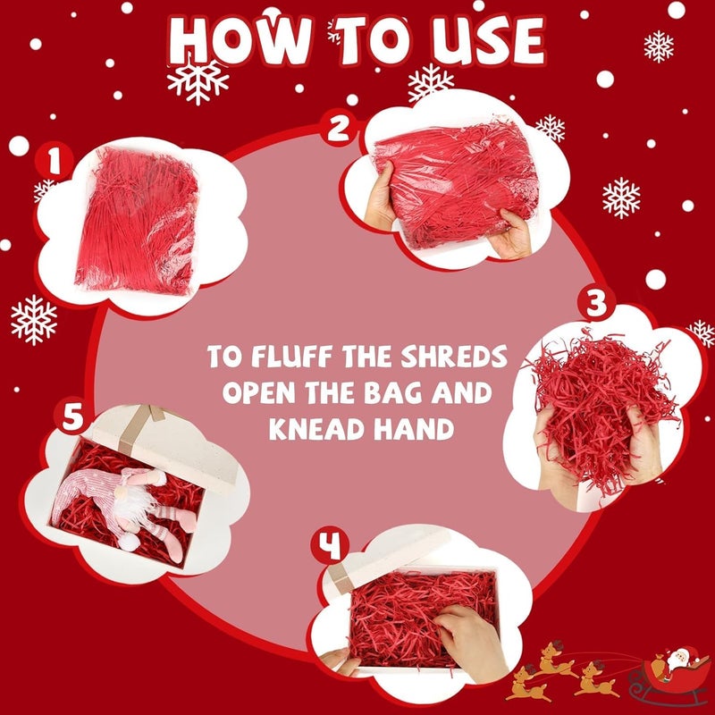 MARFOREVER 200g/7oz Christmas Red Crinkle Shredded Paper Filler for Gift Baskets, Red Raffia Grass Confetti Cut Paper Shred for Christmas Basket Stuffing Holiday Gift Box Bags Packaging Wrapping - Image 4